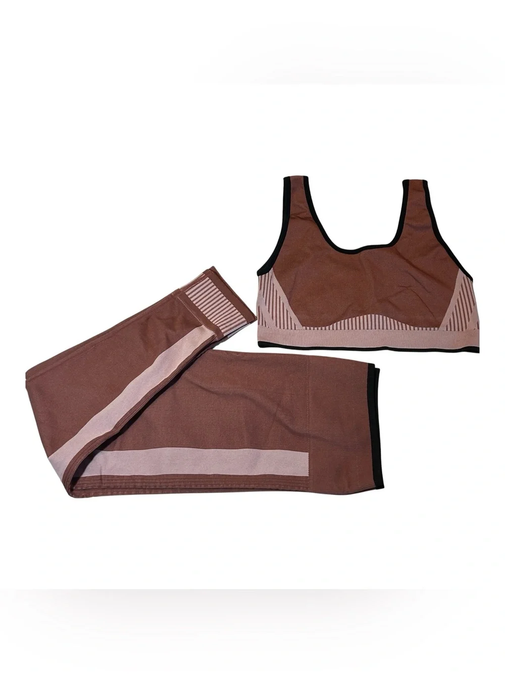 Fabletics Maroon and Blush Seamless Sports Bra & Leggings Set L/XL